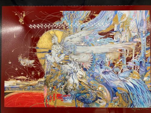 天野 喜孝 漆 朱 セミオーダー 飛天 V 作品番号：117 小傷・漆スレ有 作品保証書付 @ Π