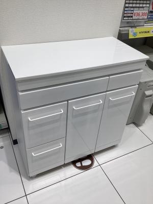 キッチンキャビネット キャスター付 ホワイト