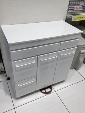 キッチンキャビネット キャスター付 ホワイト