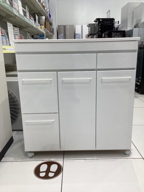 キッチンキャビネット キャスター付 ホワイト