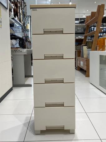 FITS (フィッツ) ウッドトップチェスト 5段 スリム 271 ナチュラル×ホワイト