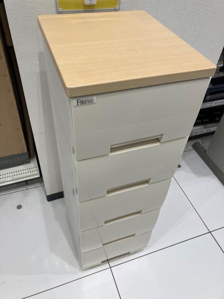 ウッドトッププラチェスト　FITS 5段　ホワイト×ナチュラル　スリムタイプ ウッドトップチェスト 5段 (ホワイト/ナチュラル) | アイリスオーヤマ
