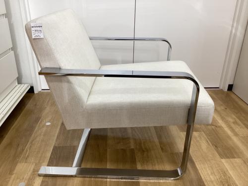 TIME&STYLE (タイム アンド スタイル) ラウンジチェアー ホワイト×シルバー 布地 1人掛け