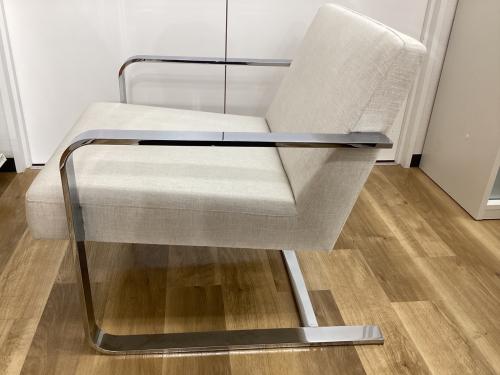 TIME&STYLE (タイム アンド スタイル) ラウンジチェアー ホワイト×シルバー 布地 1人掛け