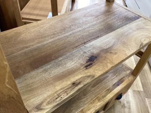 ウッドシェルフ ナチュラル（木目調） 3段・引き出し3か所・車輪付