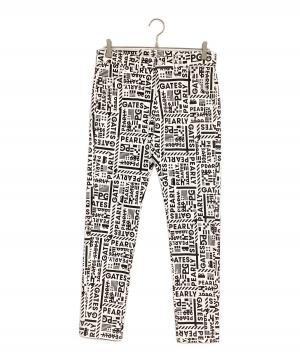 PEARLY GATES (パーリーゲイツ) ゴルフウェア(パンツ) ブラック×ホワイト サイズ:4