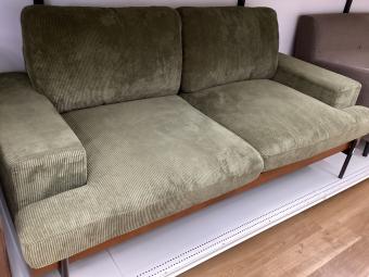 コーデュロイ調ソファー グリーン×ブラウン