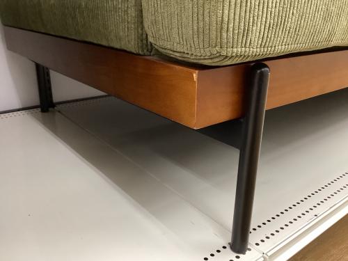 コーデュロイ調ソファー グリーン×ブラウン