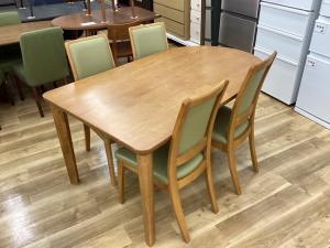 筑波産商 (ツクバサンショウ) ダイニング5点セット CCM3 159 ブラウン×グリーン