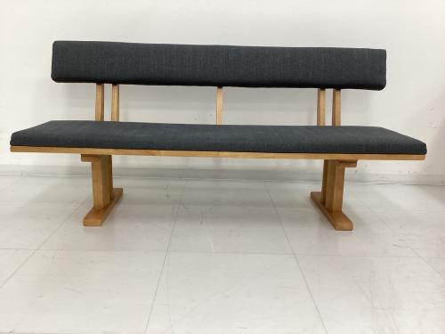 松田家具 (マツダカグ) ベンチダイニング3点セット 252 テーブル：1800㎜ ベンチ：1600㎜ ナチュラル×グレー 白王