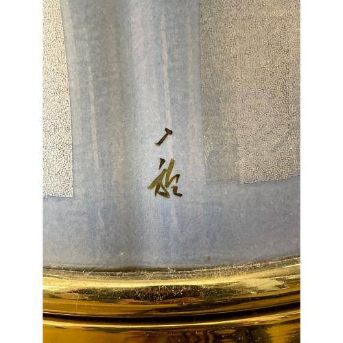 インテリア照明 石川県無形文化財【中田一於】作 淡青釉裏銀彩