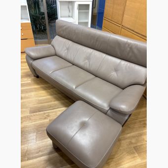 karimoku (カリモク) 3人掛けソファー ベージュ オットマン付き Z16553K448 半革