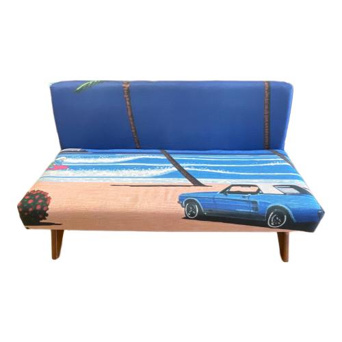 3人掛けソファー ブルー 永井博×スマーフ 144 ファブリック