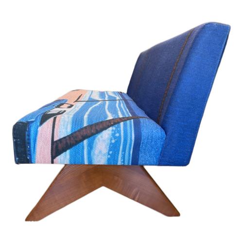 3人掛けソファー ブルー 永井博×スマーフ 144 ファブリック