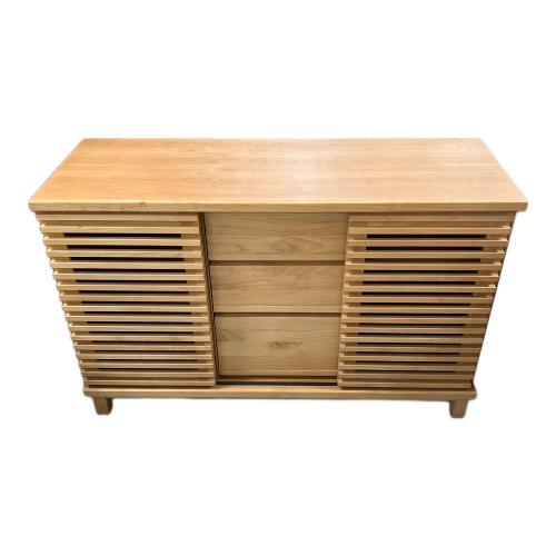 KUMAMOKU サイドボード ナチュラル 2枚扉 引き出し3段 Athers