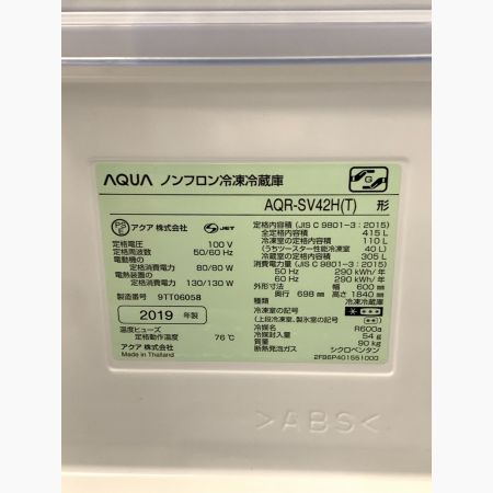AQUA (アクア) 5ドア冷蔵庫 自動製氷機能付 AQR-SV42H(T) 2019年製 415L クリーニング済