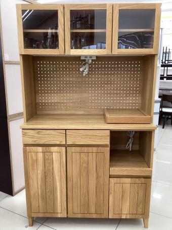 KEYUCA レンジボード ナチュラル 3枚扉・モイス加工