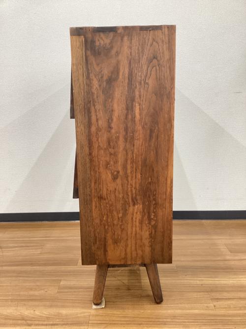 チーク材　フラップ扉キャビネット