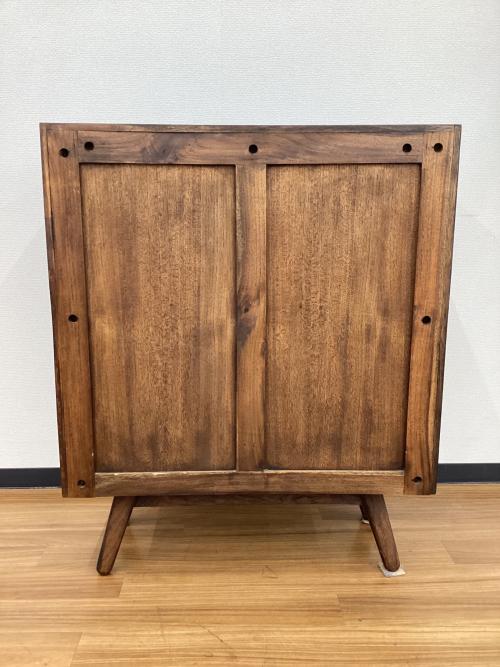 チーク材　フラップ扉キャビネット