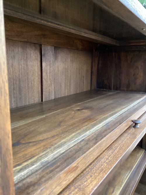 チーク材　フラップ扉キャビネット