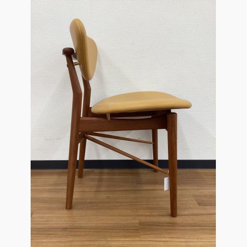 OneCollection (ワンコレクション) ダイニングチェアー オレンジ×ブラウン デンマーク製 北欧デザイン レザー×チーク 108 Chair FINN JUHL