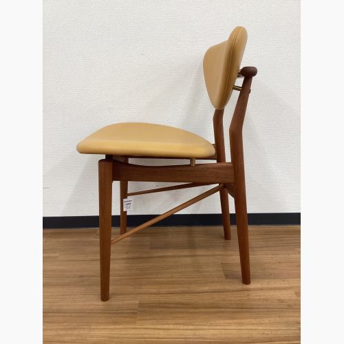 OneCollection (ワンコレクション) ダイニングチェアー オレンジ×ブラウン デンマーク製 北欧デザイン レザー×チーク 108 Chair FINN JUHL