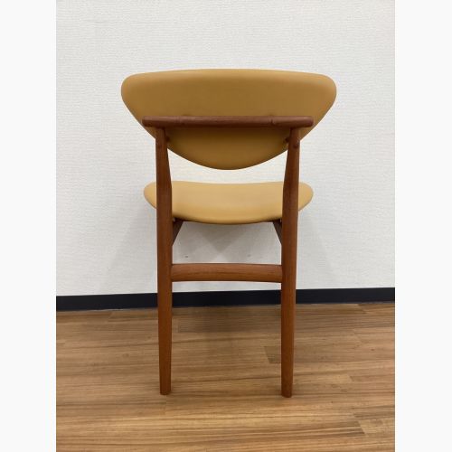 OneCollection (ワンコレクション) ダイニングチェアー オレンジ×ブラウン デンマーク製 北欧デザイン レザー×チーク 108 Chair FINN JUHL