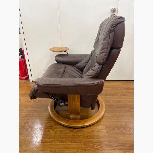 Ekornes (エコーネス) ストレスレスチェア ブラウン サイドテーブル付 レザー レノ