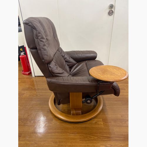 Ekornes (エコーネス) ストレスレスチェア ブラウン サイドテーブル付 レザー レノ