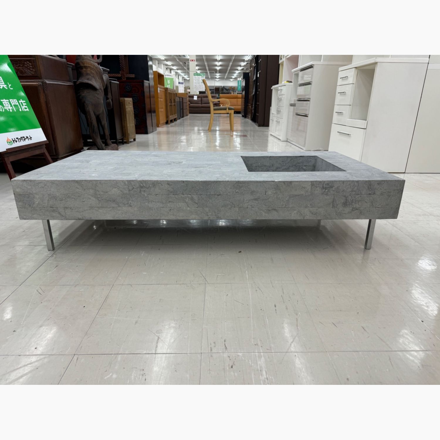 HUKLA (フクラ) ローテーブル グレー ELT001 グレーストーン 幅110