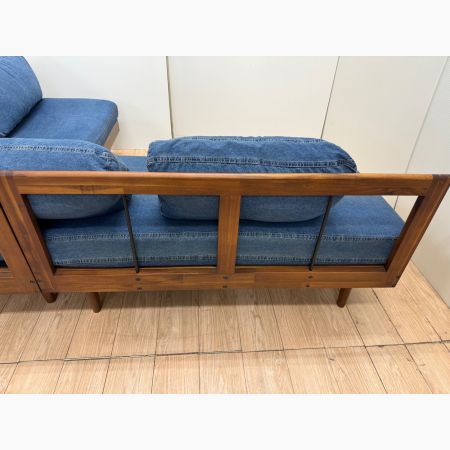 UNICO (ウニコ) L字ダイニングベンチ2点セット ブラウン/インディゴ