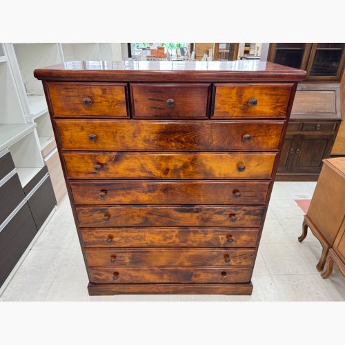 Hasegawa (ハセガワ) ハイチェスト ブラウン 旭川家具 長谷川 8段 木製 NEW キャロライン