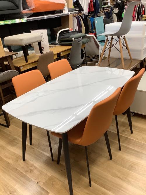 アーバン通商 (アーバンツウショウ) セラミックダイニング5点セット ホワイト×オレンジ 5点セット