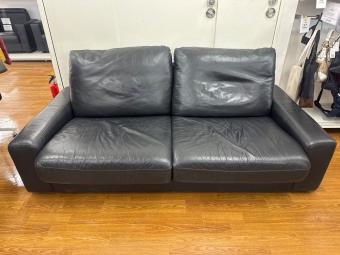 KEYUCA (ケユカ) 2人掛けソファー ブラック 総革