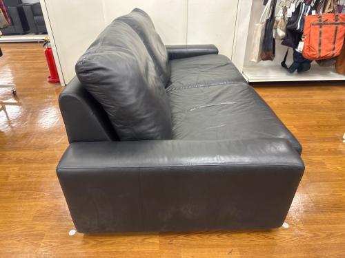 KEYUCA (ケユカ) 2人掛けソファー ブラック 総革