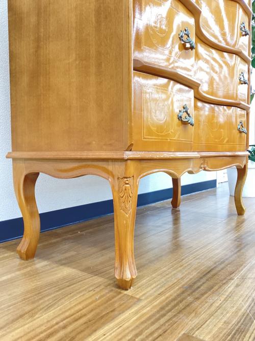 象嵌4段チェスト アンティークデザイン ブラウン