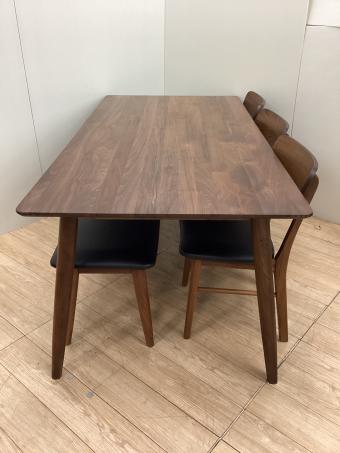 ベンチダイニング5点セット ブラウン×ブラック 北欧デザイン 木製