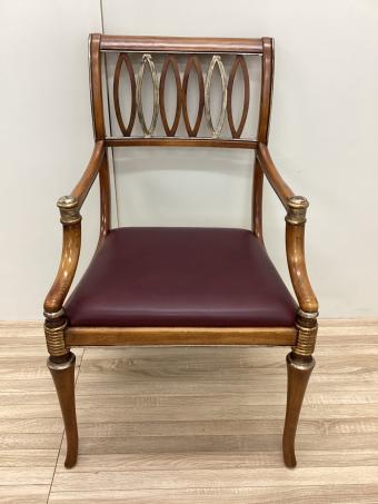 ダイニングチェアー ワインレッド 英国クラシックデザイン 肘付 座面:合皮