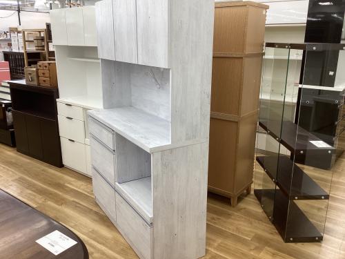 三友ファニチャー (サントモ) 食器棚 ホワイト 上下分割式 ピュアⅡ 幅120㎝