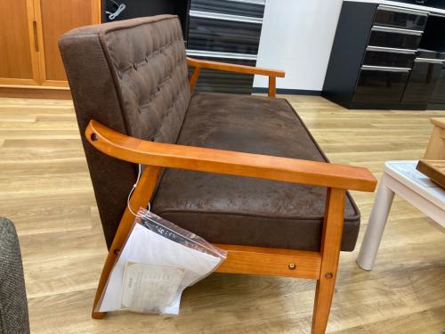 コスパクリエーション 木肘ヴィンテージソファ ブラック×ブラウン Bedford