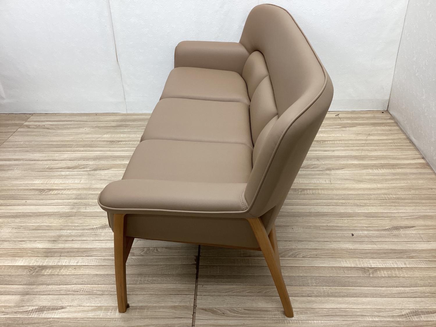 天童木工 (テンドウモッコウ) 3人掛けソファー ナチュラル×ベージュ 3