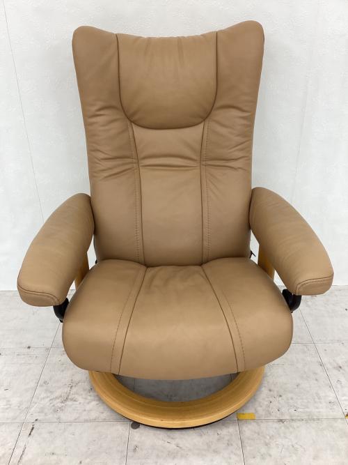 Ekornes (エコーネス) リクライニングチェアー キャメル Sサイズ クラシック  オットマン付 レザー Stressless Wing