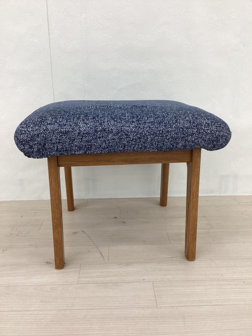 LIVING HOUSE (リビングハウス) スツール ブルー×ブラウン カバーリング ファブリック×オーク材 MOCOA