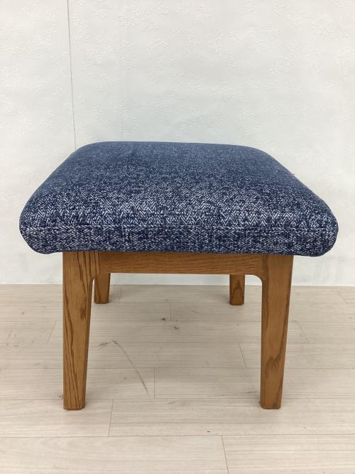 LIVING HOUSE (リビングハウス) スツール ブルー×ブラウン カバーリング ファブリック×オーク材 MOCOA