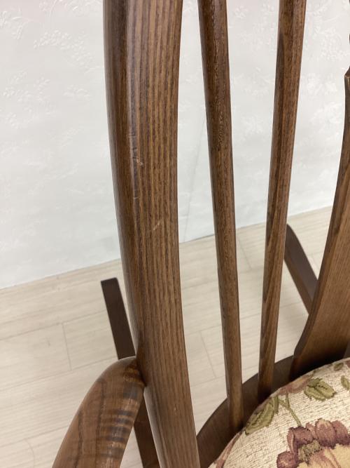 ercol (アーコール) ロッキングチェアー ブラウン×ベージュ/花柄 スワンバック 木製