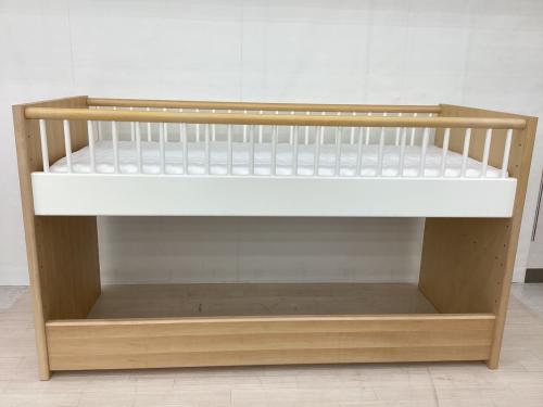 ACTUS (アクタス) キッズベッド ホワイト×ナチュラル マットレスセット ロフト式 メープル材・バーチ材 TEMPO 幅:約92.5㎝