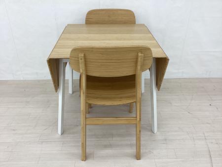 IKEA (イケア) ダイニング5点セット ナチュラル×ホワイト 両バタ