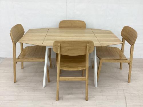 IKEA (イケア) ダイニング5点セット ナチュラル×ホワイト 両バタ式 Ikea PS 2012 竹 jon karlsson