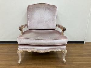 blanc d'ivoire (ブランディボワール) 1人掛けソファー ピンク オットマン付 ファブリック