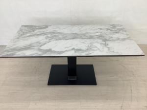 offer9(野中企画) ダイニングテーブル ホワイト×グレー 昇降式 P2198DT01 セラミック×ガラス天板